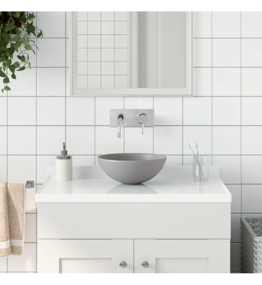 Lavabo de salle de bain Céramique Gris clair Rond