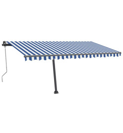 Auvent automatique capteur de vent/LED 400x300 cm Bleu et blanc