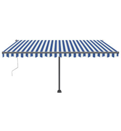 Auvent automatique capteur de vent/LED 400x300 cm Bleu et blanc