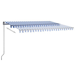 Auvent automatique capteur de vent/LED 400x300 cm Bleu et blanc