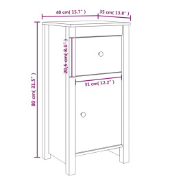 Buffet Blanc 40x35x80 cm Bois massif de pin