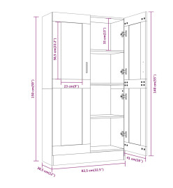 Armoire à vitrine Chêne fumé 82,5x30,5x150 cm Bois d'ingénierie