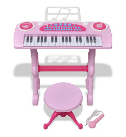 Clavier jouet d'enfants et tabouret/microphone 37 touches Rose