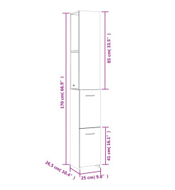 Armoire de bain chêne fumé 25x26,5x170 cm bois d'ingénierie