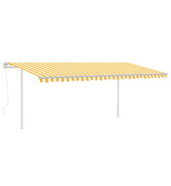 Auvent automatique rétractable avec poteaux 5x3,5 m Jaune blanc