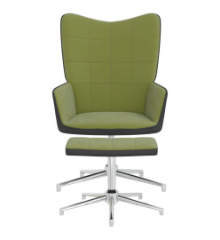 Chaise de relaxation avec repose-pied Vert clair Velours et PVC