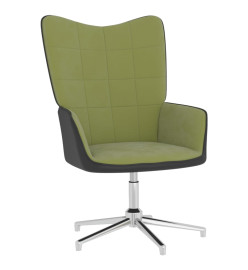 Chaise de relaxation avec repose-pied Vert clair Velours et PVC