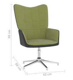 Chaise de relaxation avec repose-pied Vert clair Velours et PVC