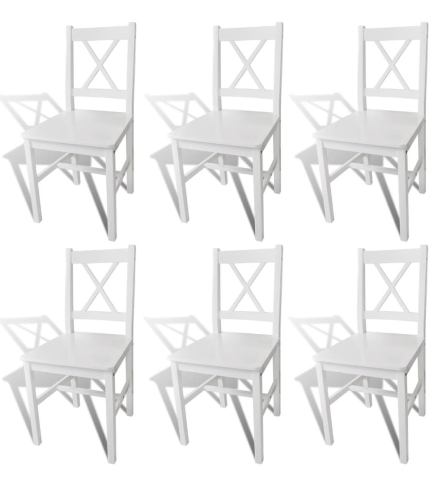 Chaises à manger lot de 6 blanc pinède