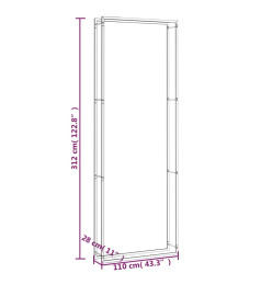 Portant de bois de chauffage Noir mat 110x28x312 cm Acier