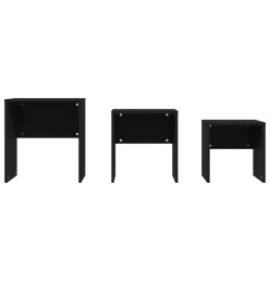 Tables basses gigognes 3 pcs Noir Aggloméré