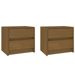 Tables de chevet 2 pcs Marron miel Bois de pin massif