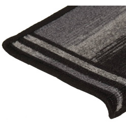 Tapis d'escalier autocollants 15 pcs 65x21x4 cm Noir et gris