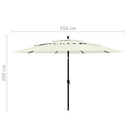 Parasol à 3 niveaux avec mât en aluminium Sable 3,5 m