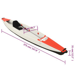 Kayak gonflable rouge 375x72x31 cm polyester