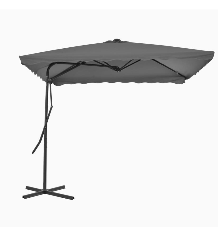 Parasol d'extérieur avec mât en acier 250 x 250 cm Anthracite