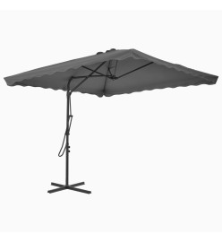 Parasol d'extérieur avec mât en acier 250 x 250 cm Anthracite