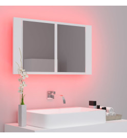 Armoire salle de bain à miroir LED Blanc 80x12x45 cm Acrylique