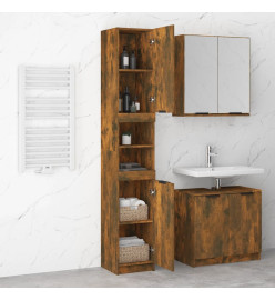 Armoire de bain Chêne fumé 32x34x188,5 cm Bois d'ingénierie