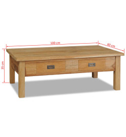 Table basse teck massif 100x60x35 cm