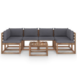 Salon palette de jardin 7 pcs et coussins Bois de pin imprégné