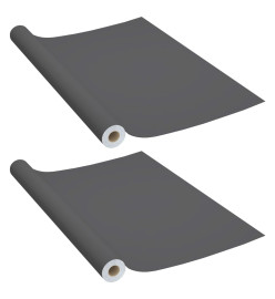 Films autoadhésifs pour meubles 2 pcs Gris 500x90 cm PVC