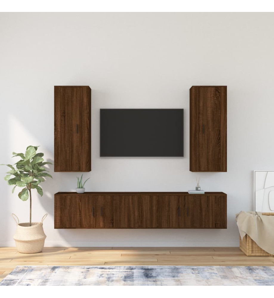 Ensemble de meubles TV 4 pcs Chêne marron Bois d'ingénierie