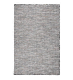 Tapis à tissage plat d'extérieur 120x170 cm Marron et bleu