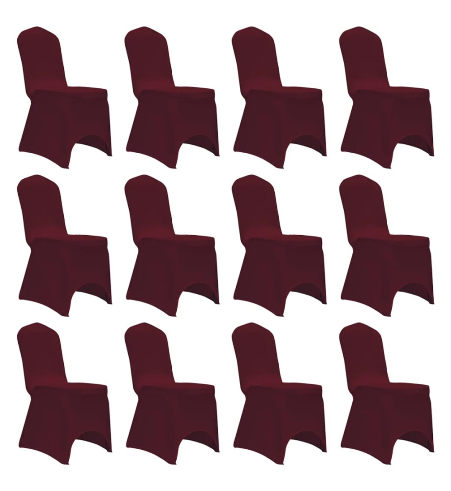 Housses élastiques de chaise Bordeaux 12 pcs