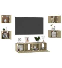 Ensemble de meubles TV 6 pcs Chêne sonoma Aggloméré