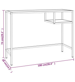 Bureau d'ordinateur Marbre blanc 100x36x74 cm Verre trempé