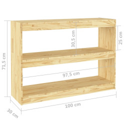 Bibliothèque/Séparateur de pièce 100x30x71,5 cm Pin massif