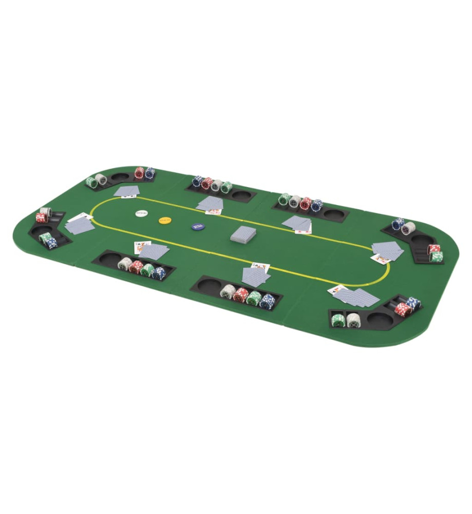 Dessus de table de poker 8 joueurs 4 plis rectangulaire Vert