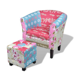 Fauteuil avec repose-pied Design avec patchwork