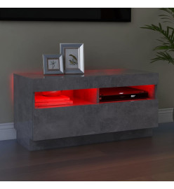 Meuble TV avec lumières LED gris béton 80x35x40 cm