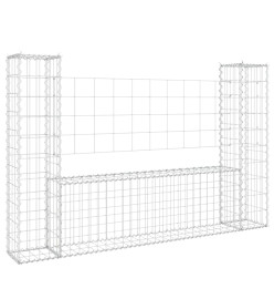 Panier de gabion en forme de U avec 2 poteaux Fer 140x20x100 cm