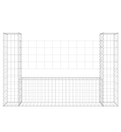 Panier de gabion en forme de U avec 2 poteaux Fer 140x20x100 cm