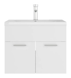 Armoire d'évier avec lavabo intégré Blanc Aggloméré