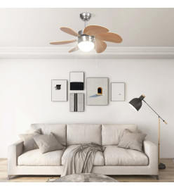 Ventilateur de plafond avec lampe 76 cm Marron clair