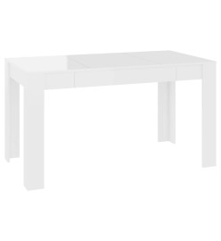 Table à manger blanc brillant 140x74,5x76 cm bois d'ingénierie