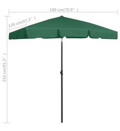 Parasol de plage vert 180x120 cm