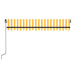 Auvent manuel rétractable avec LED 350x250 cm Jaune et blanc