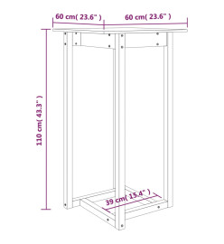 Table de bar Gris 60x60x110 cm Bois massif de pin