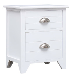 Table de chevet 2 pcs avec 2 tiroirs Blanc