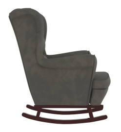 Fauteuil à bascule et pieds en bois d'hévéa Gris foncé Velours