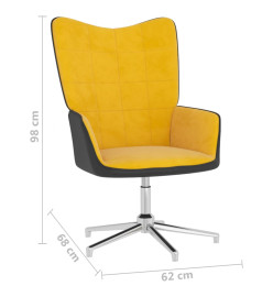 Chaise de détente et repose-pied Jaune moutarde Velours et PVC