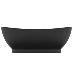 Lavabo ovale de luxe à trop-plein Noir mat 58,5x39 cm Céramique