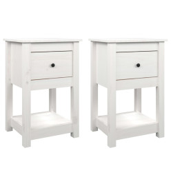 Tables de chevet 2 pcs Blanc 40x35x61,5 cm Bois de pin massif