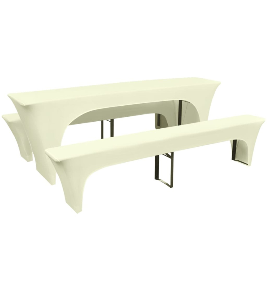 Housse pour table de pique-nique/bancs 3 pièces Crème