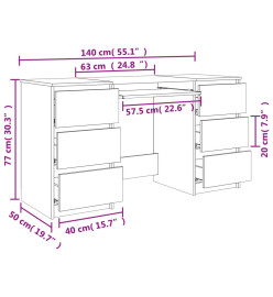 Bureau Chêne sonoma 140x50x77 cm Aggloméré